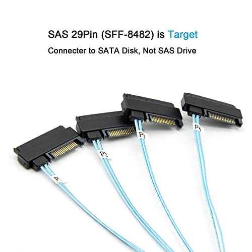 ADCAUDX Mini-SAS to SAS-Cable: 1M SFF8087 to SAS SFF-8087 to SFF-8482 Connector x4 with SATA-Power Adapter Cable (3.3FT) - Image 4