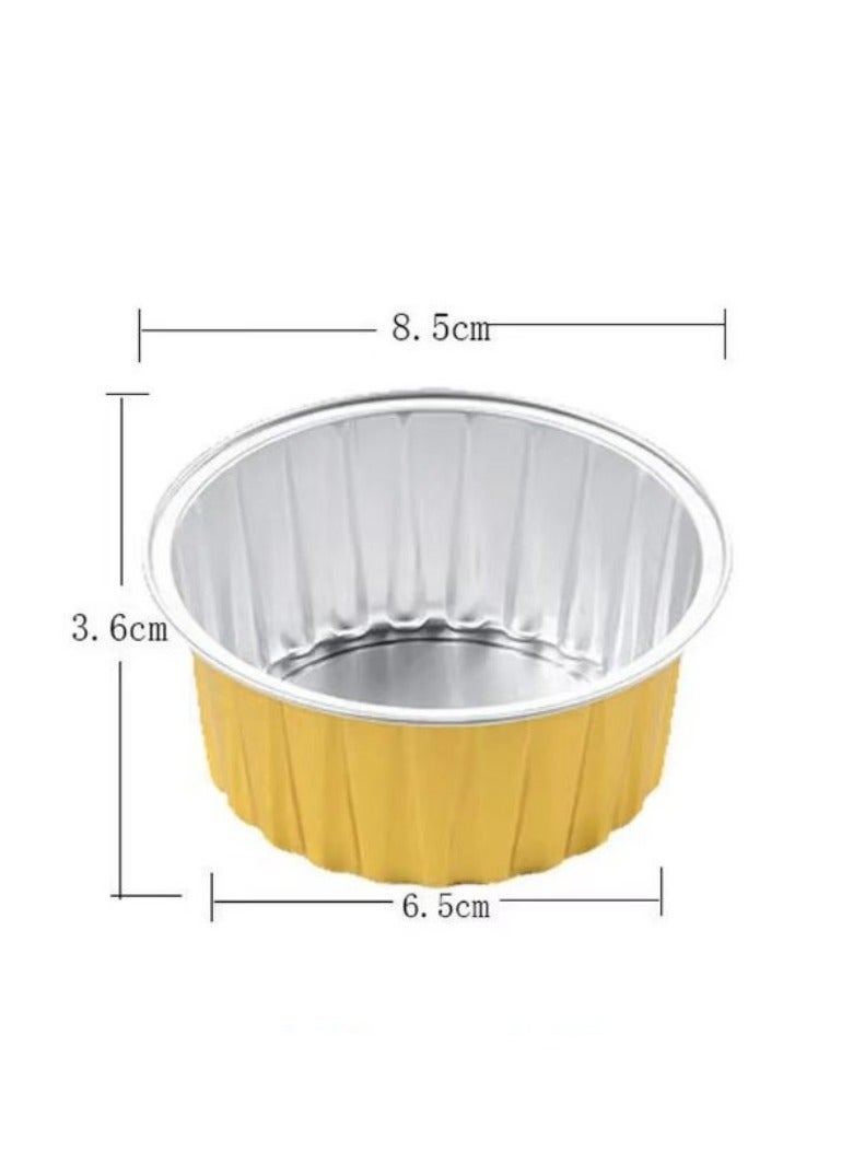 MIXDE 50-Piece Disposable Aluminum Foil Cupcake With Lids, Dessert Cups Creme Brulee Muffin Cake Cheesecake Pan - Image 3