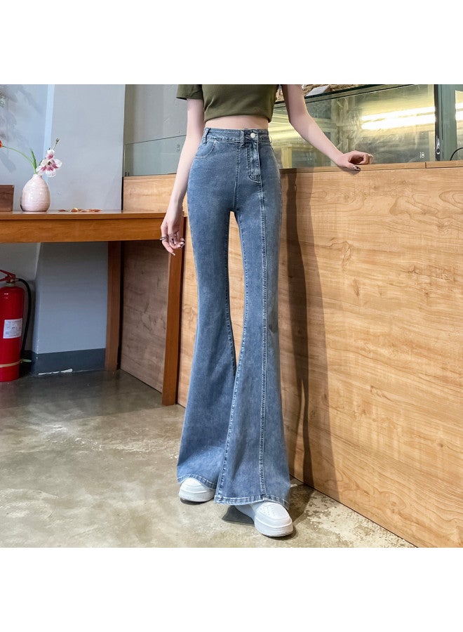 TonLion summer Thin Breathable Skin-friendly Korean-style Youthful Pants Elegant Office Wear Slim Flared Trousers - Image 3