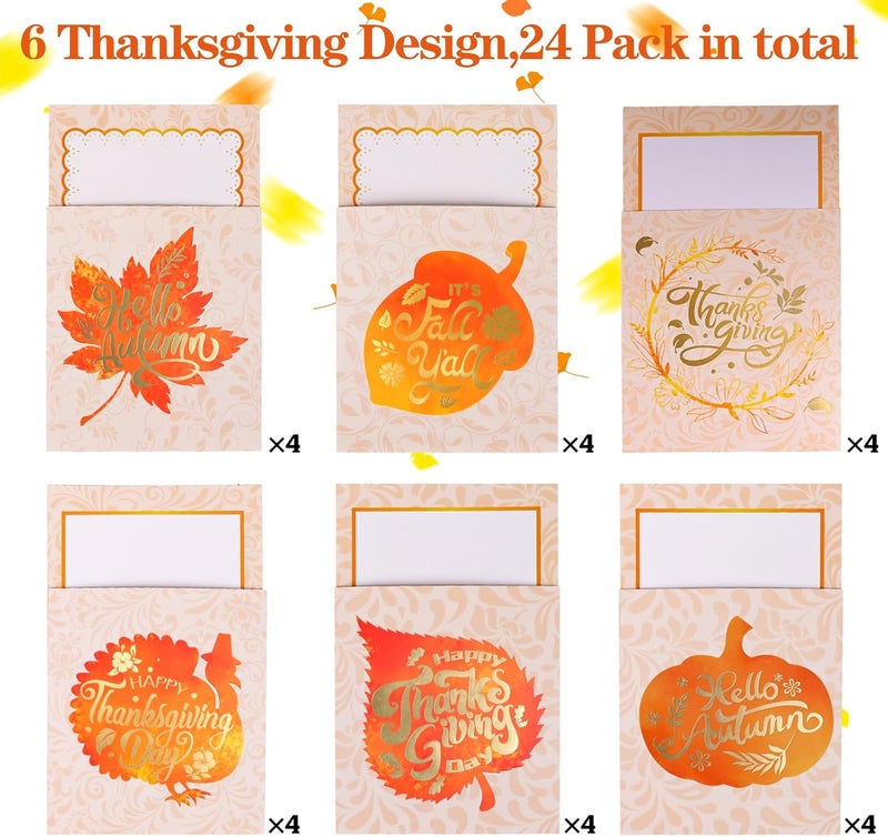 FOIMAS Thanksgiving Cutlery Holder,24 Pack Pumpkin Turkey Cutlery Utensil Holders for Fall Thanksgiving Harvest Party Dinner Table Decoration Supply - Image 2