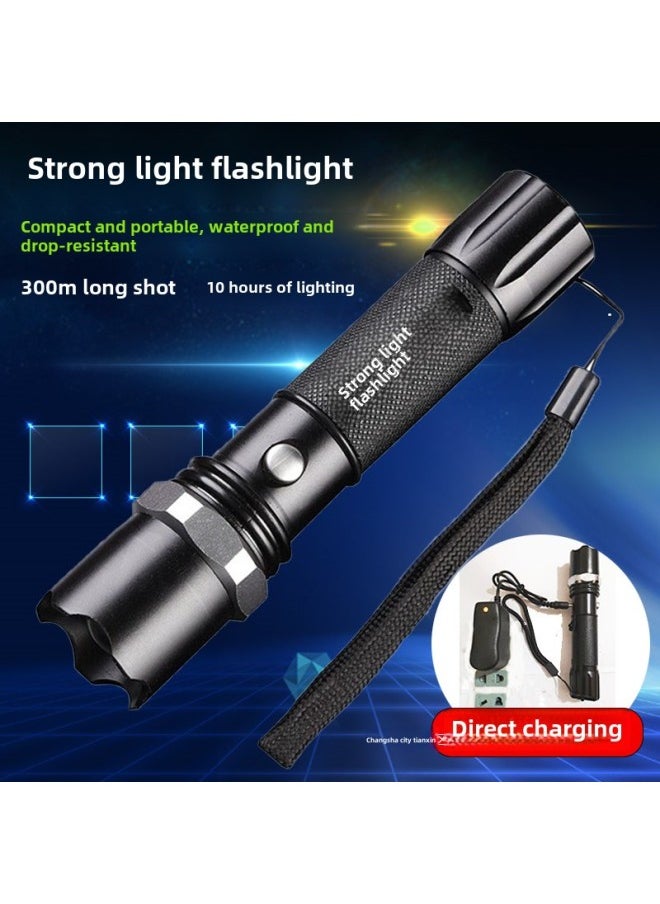 Generic - LED Flashlight Rechargeable Multi-functional Super Bright Long-range Household Outdoor Emergency Portable Small Waterproof Flash-Product Specifications:Deluxe Configuration: Ultra-200w Incandescent Lamp, High-capacity Single Battery - Image 1
