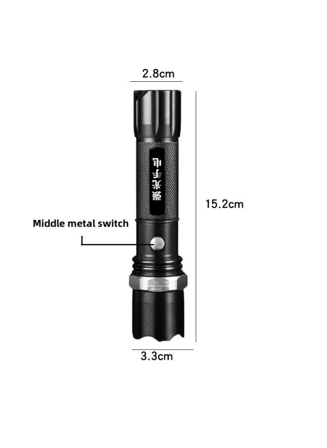 Generic - LED Flashlight Rechargeable Multi-functional Super Bright Long-range Household Outdoor Emergency Portable Small Waterproof Flash-Product Specifications:Deluxe Configuration: Ultra-200w Incandescent Lamp, High-capacity Single Battery - Image 1