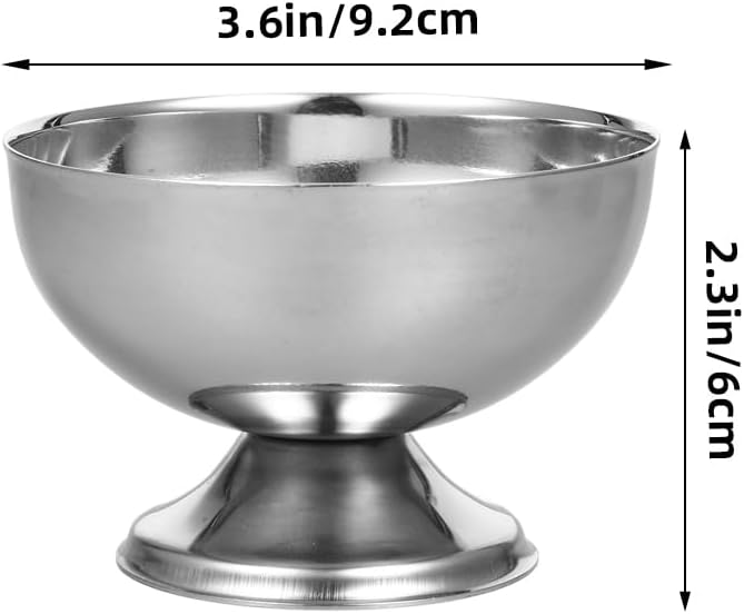 DEARMAMY Ice Cream CupStainless Steel Dessert Bowls Trifle Bowl with Pedestal for SundaeSalad Cocktail Baked Goods - Image 2