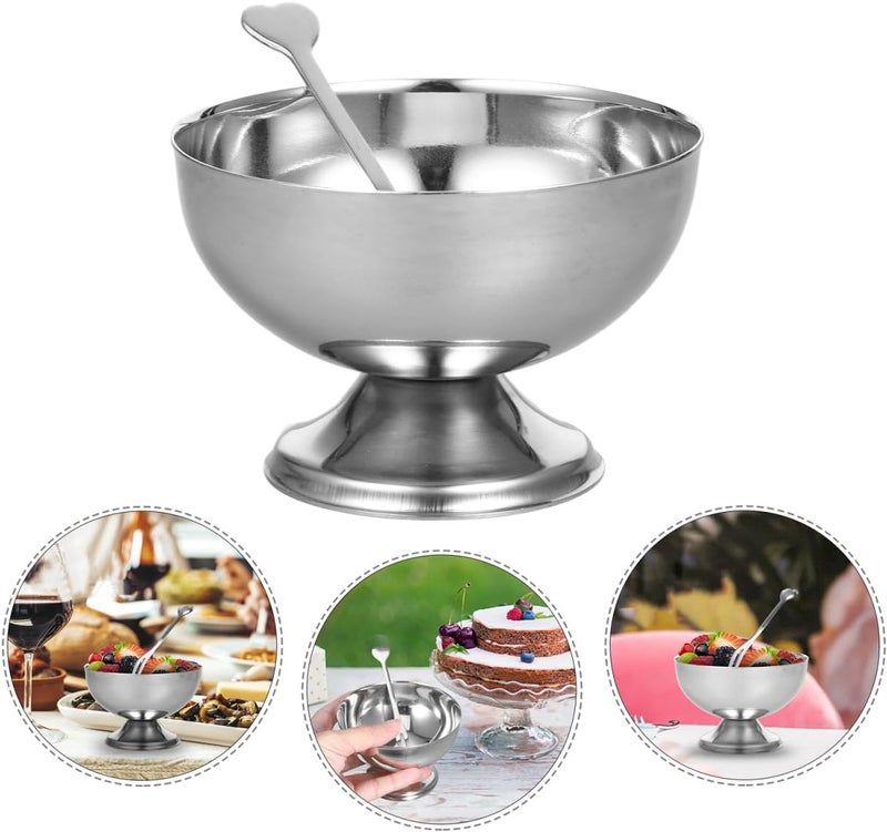 DEARMAMY Ice Cream CupStainless Steel Dessert Bowls Trifle Bowl with Pedestal for SundaeSalad Cocktail Baked Goods - Image 4