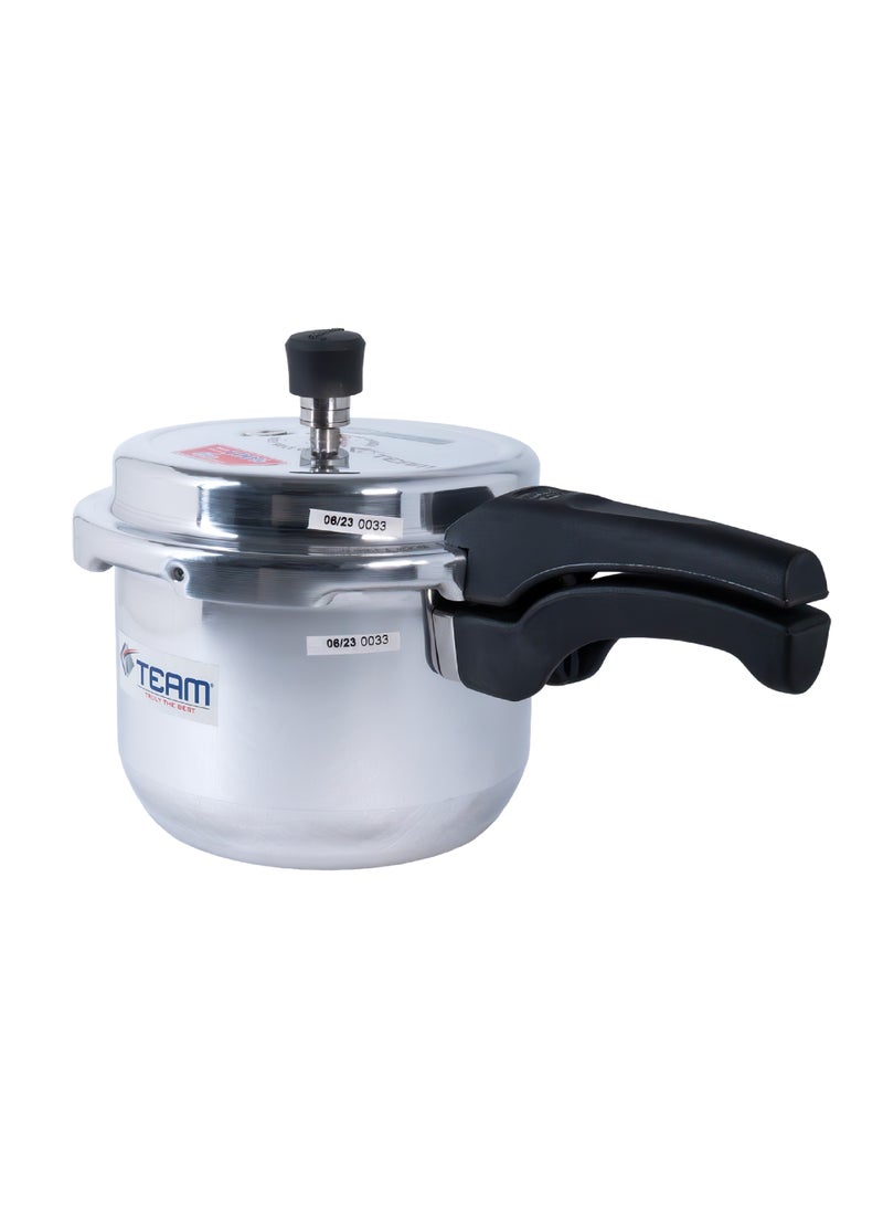 تيم TEAM Pressure Cooker 3 Liter – Heavy‑Duty Aluminium Cooker with Bakelite Handle, Anti‑Spill Lid, Whistle Valve, Fast Cooking – Gas & Electric Stove Compatible - Image 1