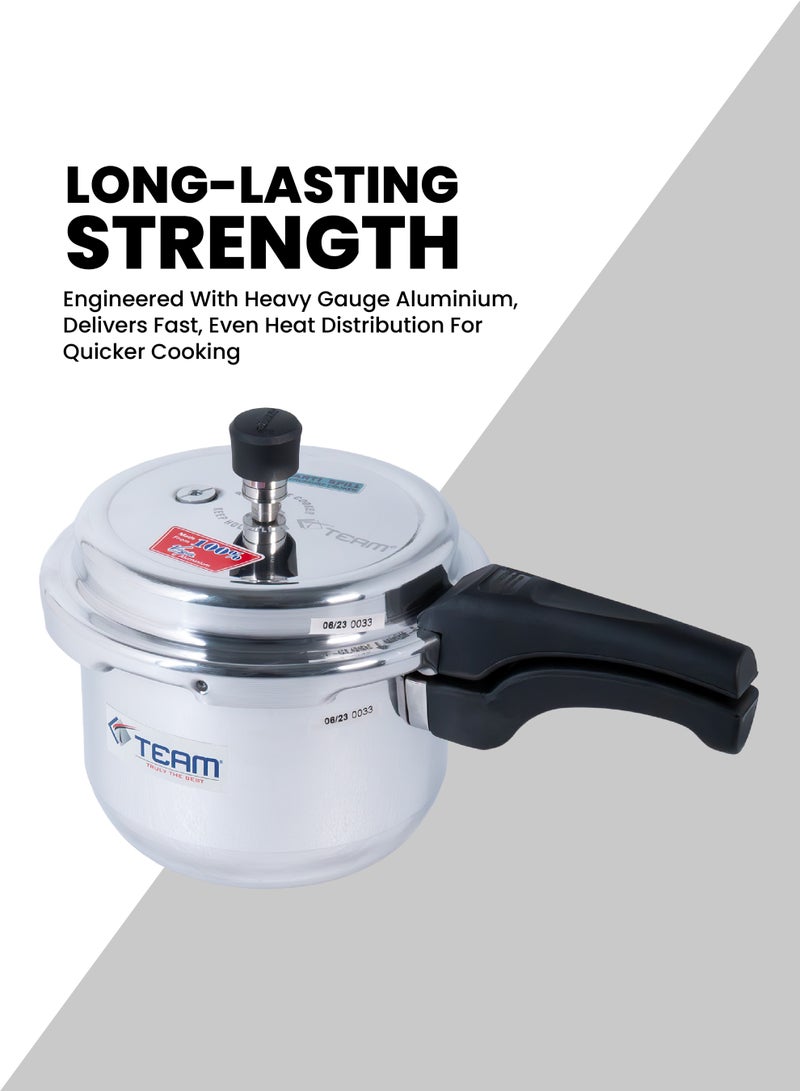 تيم TEAM Pressure Cooker 3 Liter – Heavy‑Duty Aluminium Cooker with Bakelite Handle, Anti‑Spill Lid, Whistle Valve, Fast Cooking – Gas & Electric Stove Compatible - Image 3