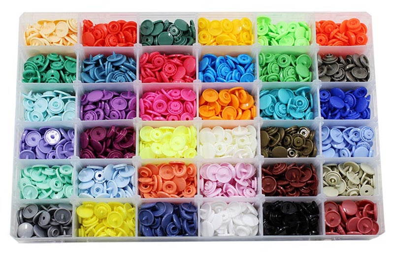 720 Sets 36 Color KAM Snaps with Storage Container BetterJonny Size 20 T5 No Sew Resin Plastic Snaps Sewing Fasteners Punch Poppers for Cloth Craft Mama Pads