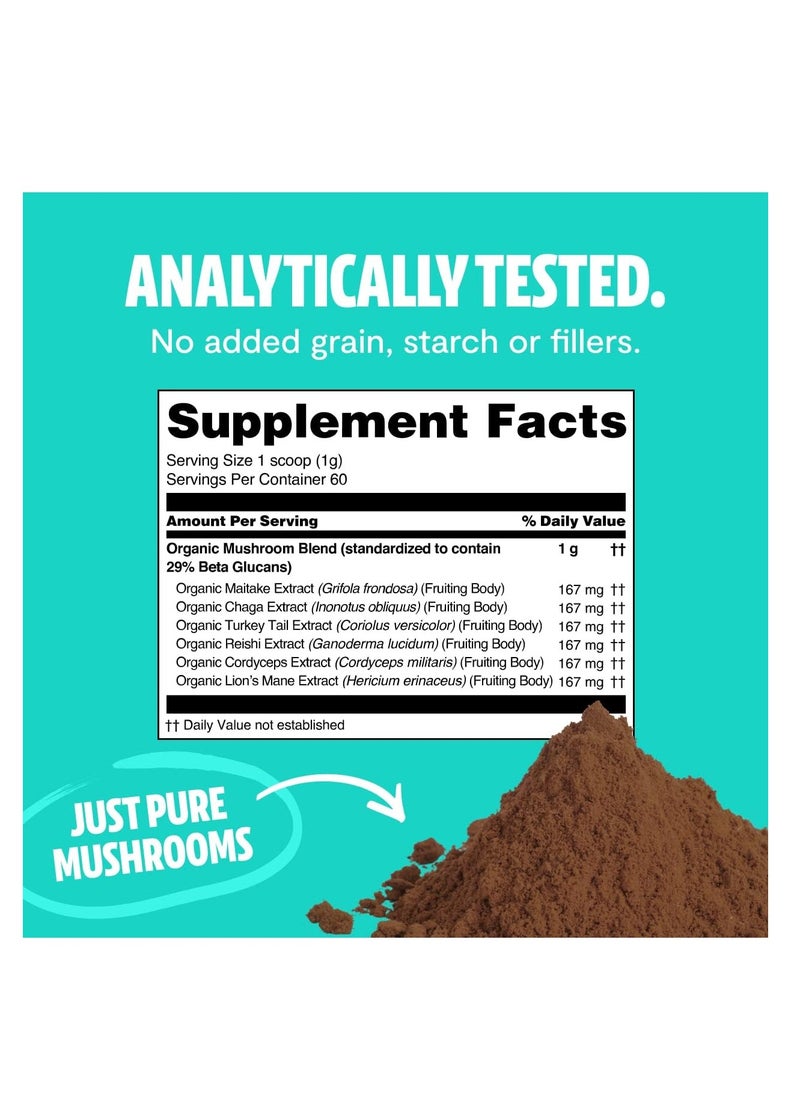 Ultimate Mushroom Extract Powder for Focus & Memory, Nootropics Brain Support Supplement 60 gm