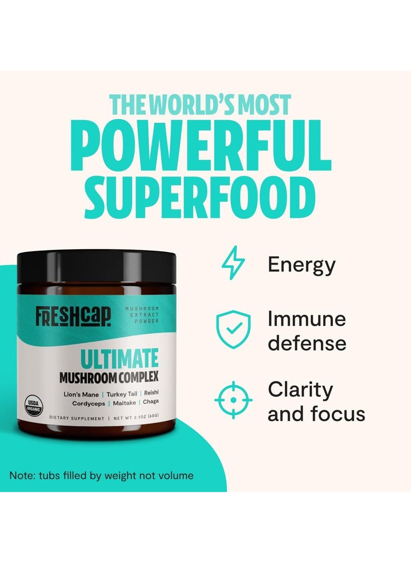 Ultimate Mushroom Extract Powder for Focus & Memory, Nootropics Brain Support Supplement 60 gm