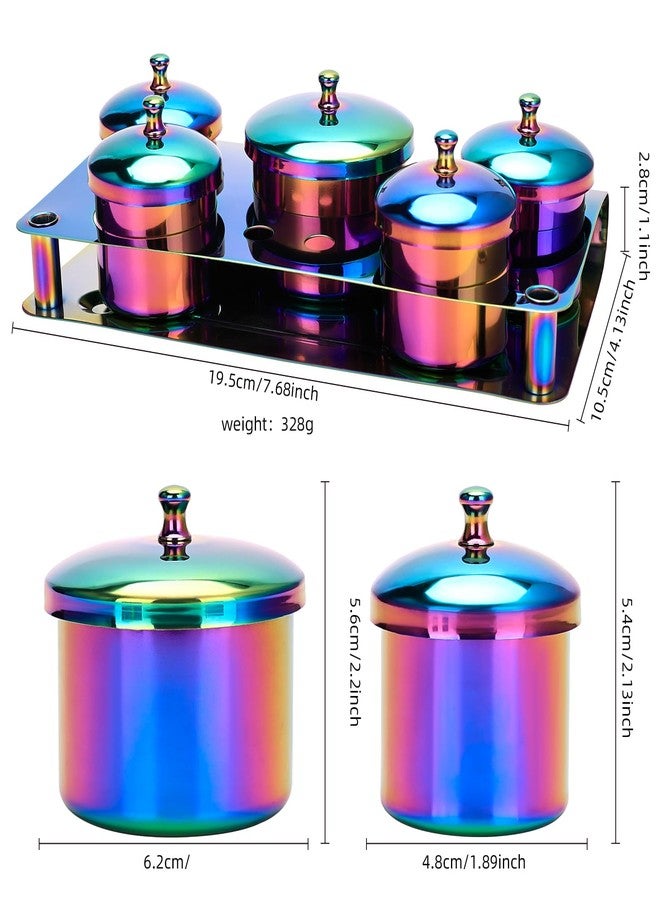 ZIBARBER Acrylic Liquid Container 5 PCS Stainless Steel Acrylic Liquid Powder Cup with Lids Dappen Dish Liquid Powder Holder Container Nail Art Equipment Tools for Nail Design Tools (Color) - Image 4