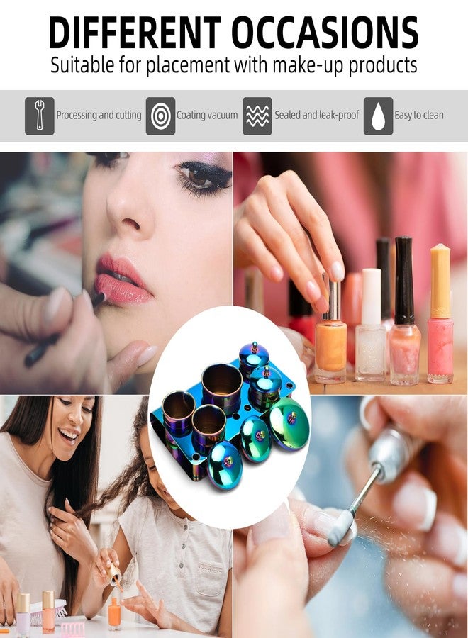 ZIBARBER Acrylic Liquid Container 5 PCS Stainless Steel Acrylic Liquid Powder Cup with Lids Dappen Dish Liquid Powder Holder Container Nail Art Equipment Tools for Nail Design Tools (Color) - Image 3