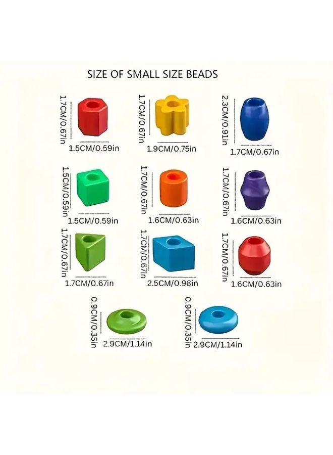 Educational Stringing Beads Toy 50 Beads 4 Ropes Shape Color Sorting Skill Development Kit - Image 3