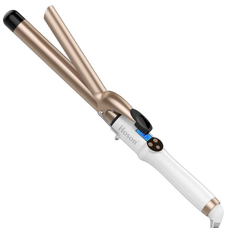 Hoson 1 Inch Curling Iron Professional Ceramic Tourmaline Coating Barrel Hair Curler LCD Dispaly with 9 Heat Setting225F to 450F for All Hair Types Glove Include
