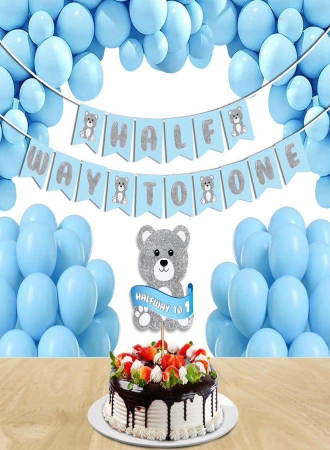 Festiko® Set of 27 Pcs Half Way To One Birthday Combo (Banner, Balloons, Cake Topper), Half Birthday Decoration Items (COMBO K) - Image 1