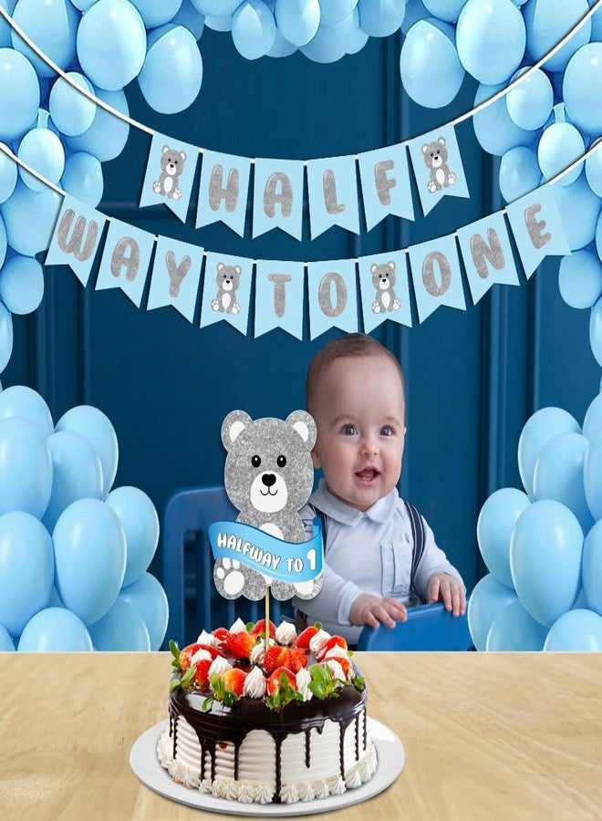 Festiko® Set of 27 Pcs Half Way To One Birthday Combo (Banner, Balloons, Cake Topper), Half Birthday Decoration Items (COMBO K) - Image 3