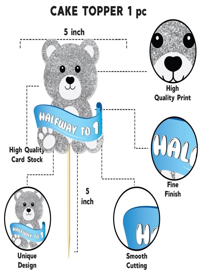 Festiko® Set of 27 Pcs Half Way To One Birthday Combo (Banner, Balloons, Cake Topper), Half Birthday Decoration Items (COMBO K) - Image 5