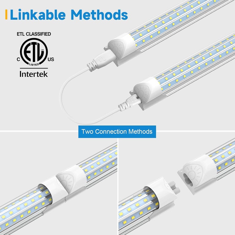 SHOPLED 4FT LED Shop Light, 48W 7200LM 6000K Cool White, D-Shape 300° Beam Angle, Linkable T8 LED Tube Lights Fixtures, 4 Foot Shop Lights for Workshop Garage Workbench, ETL Listed, 4 Pack - Image 5