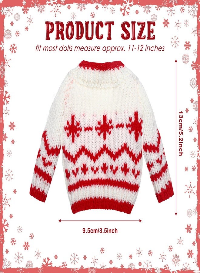 Chalyna 6 Pcs Christmas Doll Clothes Christmas Accessories Outfit Small Sweater Knitted Clothing Xmas Accessory Santa Clothing Accessories Clothes, Doll is Not Included(Stylish) - Image 3