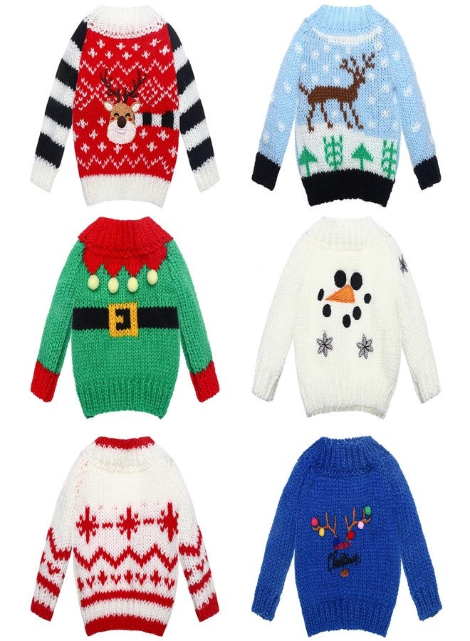 Chalyna 6 Pcs Christmas Doll Clothes Christmas Accessories Outfit Small Sweater Knitted Clothing Xmas Accessory Santa Clothing Accessories Clothes, Doll is Not Included(Stylish) - Image 1