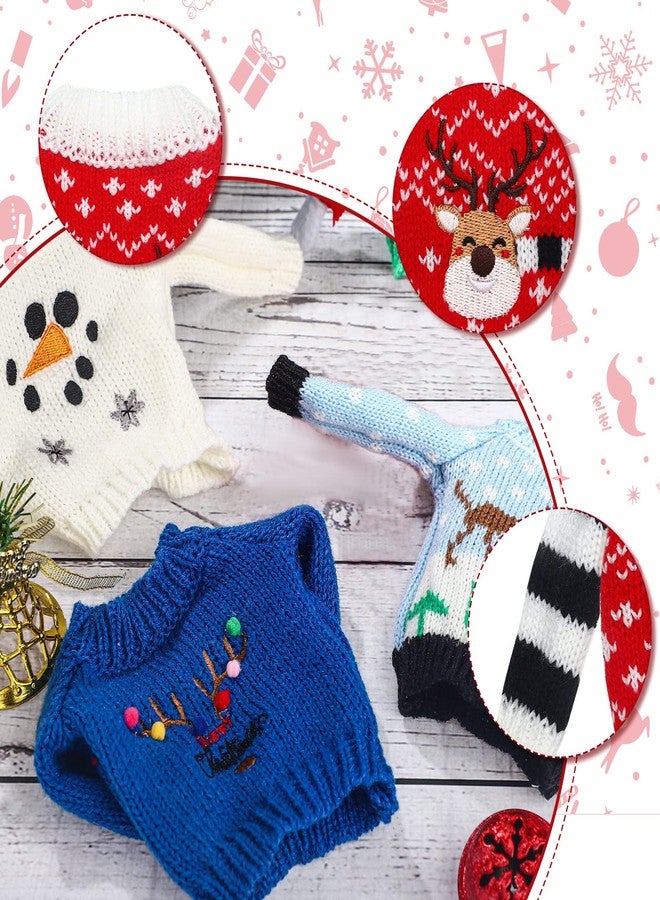 Chalyna 6 Pcs Christmas Doll Clothes Christmas Accessories Outfit Small Sweater Knitted Clothing Xmas Accessory Santa Clothing Accessories Clothes, Doll is Not Included(Stylish) - Image 4