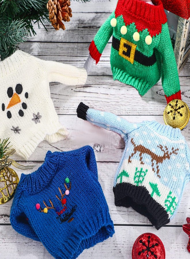 Chalyna 6 Pcs Christmas Doll Clothes Christmas Accessories Outfit Small Sweater Knitted Clothing Xmas Accessory Santa Clothing Accessories Clothes, Doll is Not Included(Stylish) - Image 5