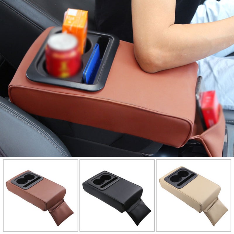 Car Armrest Cushion Heightened Elbow Support Memory Foam Center Console Armrest Pillow with Rear Seat Cup Holder Storage Pocket - Image 3