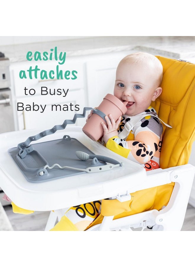 طفل مشغول حزام زجاجة الرضاعة BUSY BABY - حزام كوب الشرب - يحافظ على الزجاجات وأكواب الشرب بعيدًا عن الأرض - سيليكون صالح للطعام - آمن للغسل في غسالة الأطباق (وردي)  - Image 4