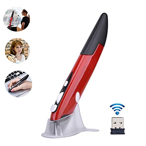 Lychee Wireless Optical Pocket Pen Mouse, 2.4GHz USB Wireless Optical Mini Air Mouse for PC Laptop Notebook Computer Mac (Red) - Image 2