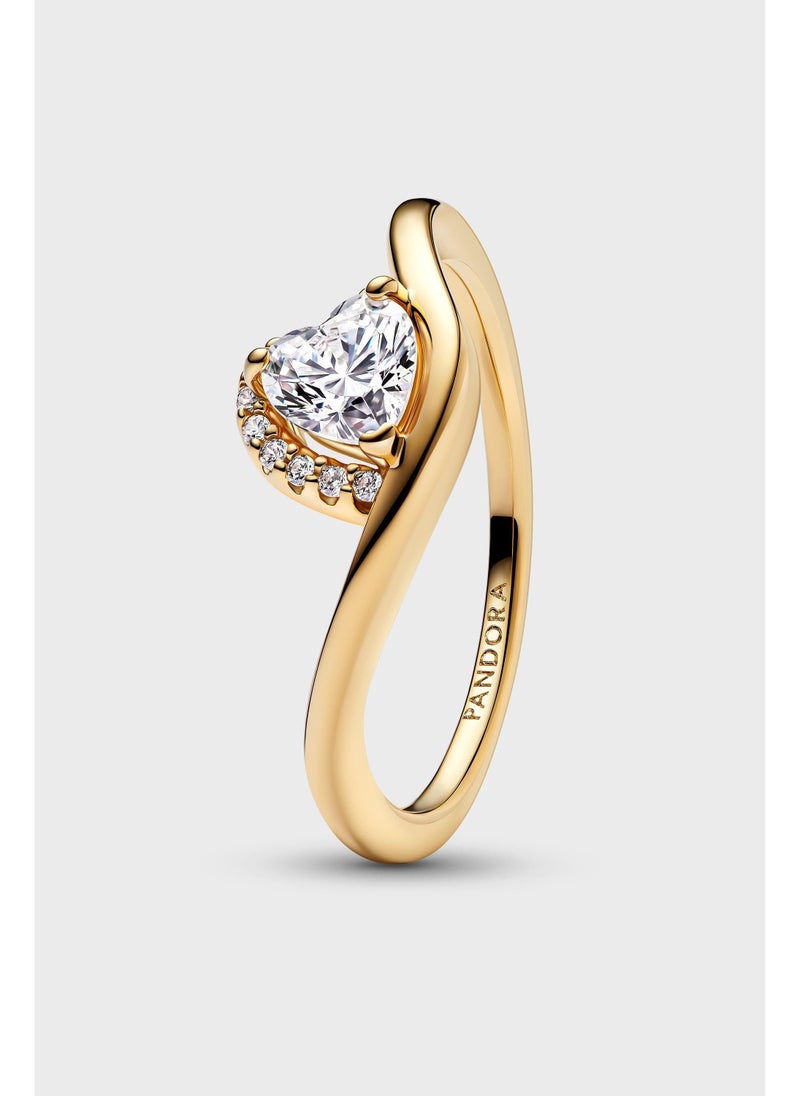PANDORA Wave Heart Gold-Plated Ring - Image 2
