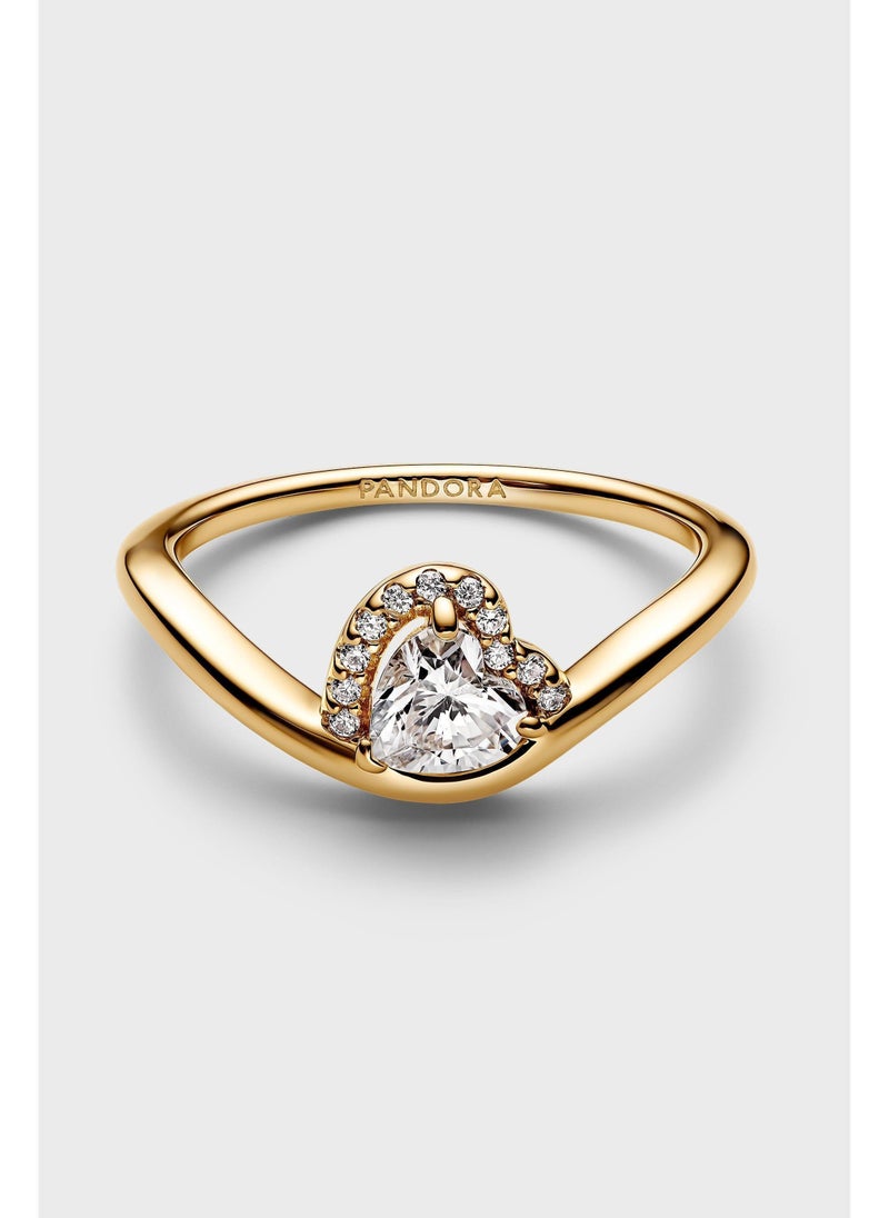 PANDORA Wave Heart Gold-Plated Ring - Image 1