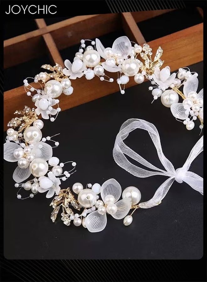Joychic Wedding Tiara, High End Rhinestone Leaf Hair Band, Flower Hair Piece Prom Bridal Wedding Accessories, Vintage Hair Accessories for Bridesmaids and Flower Girl Parties - Image 1