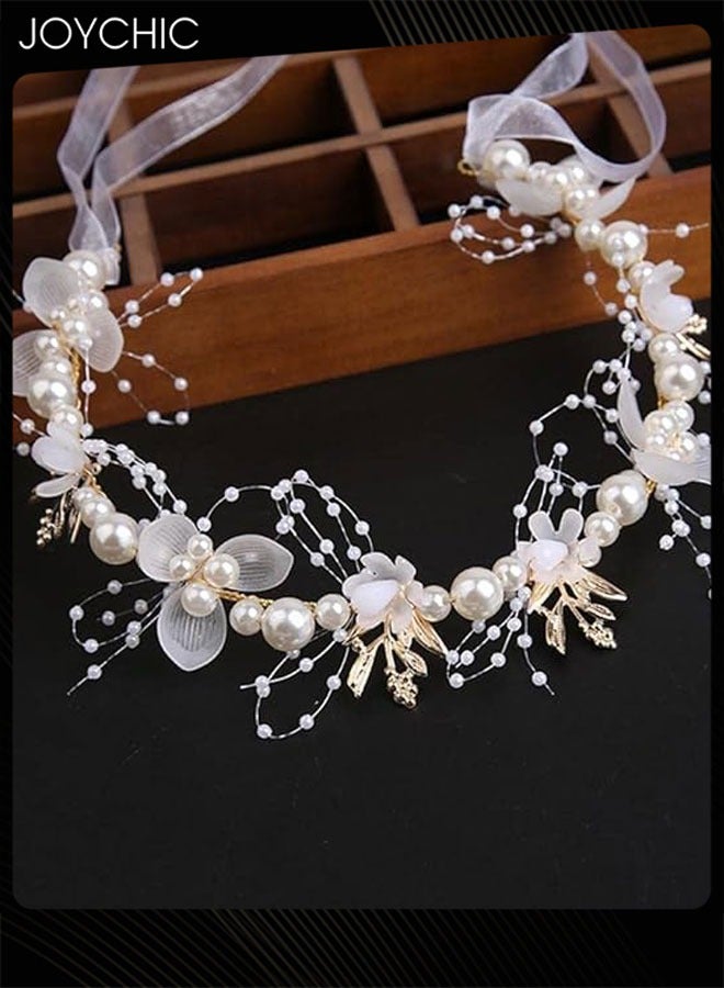 Joychic Wedding Tiara, High End Rhinestone Leaf Hair Band, Flower Hair Piece Prom Bridal Wedding Accessories, Vintage Hair Accessories for Bridesmaids and Flower Girl Parties - Image 2