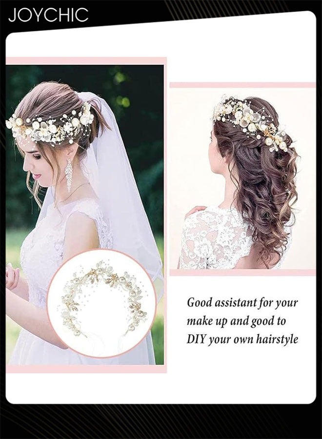 Joychic Wedding Tiara, High End Rhinestone Leaf Hair Band, Flower Hair Piece Prom Bridal Wedding Accessories, Vintage Hair Accessories for Bridesmaids and Flower Girl Parties - Image 3