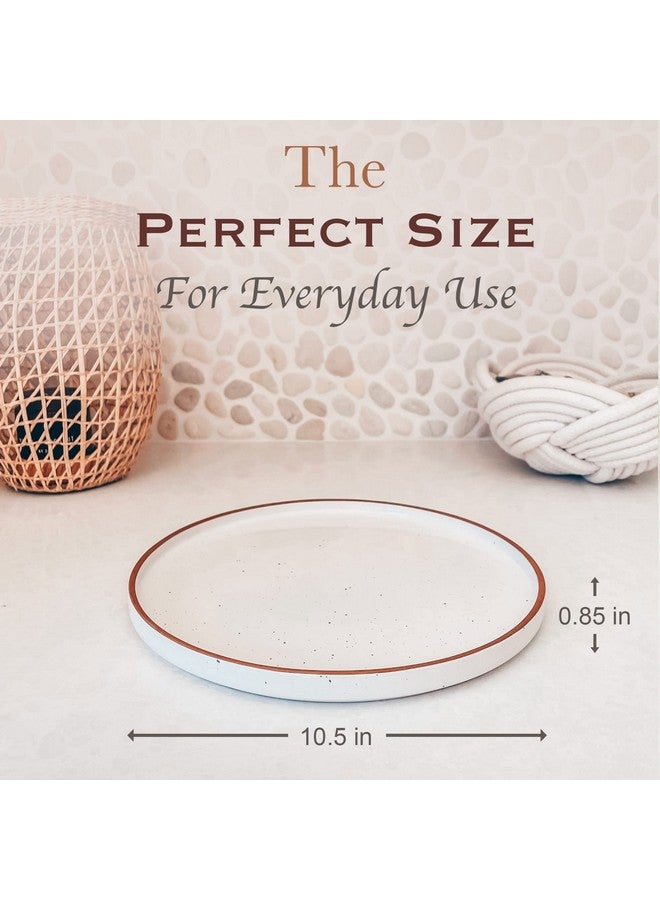 Mora 10.5-inch Porcelain Dinner Plate Set of 6 - Microwave/Oven/Dishwasher Safe, Scratch Resistant, Vanilla White - Image 2