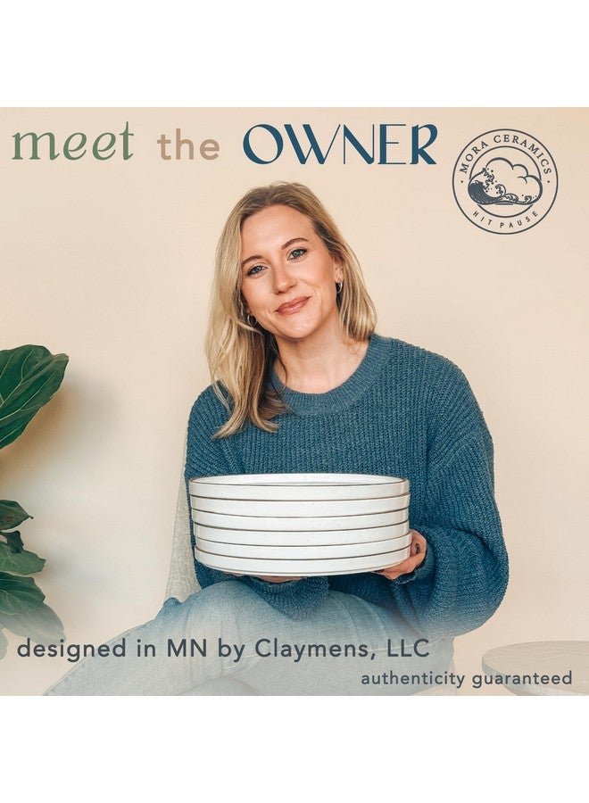 Mora 10.5-inch Porcelain Dinner Plate Set of 6 - Microwave/Oven/Dishwasher Safe, Scratch Resistant, Vanilla White - Image 3