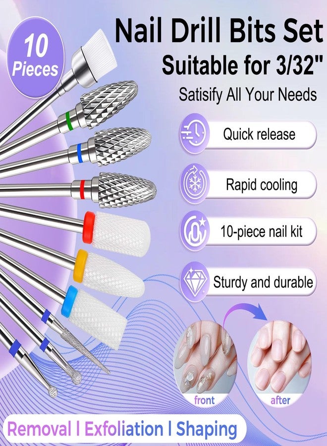 Fantexy 10 Pieces Ceramic Nail Drill Bits, 3/32 Inch - Image 2