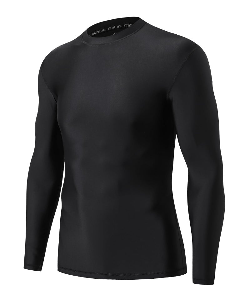 ADOREISM Men's Rash Guard Long Sleeves Splice UPF 50+ BJJ Jiu Jitsu Rash Guard Compression Swimming Shirts (Black, XL) - Image 1