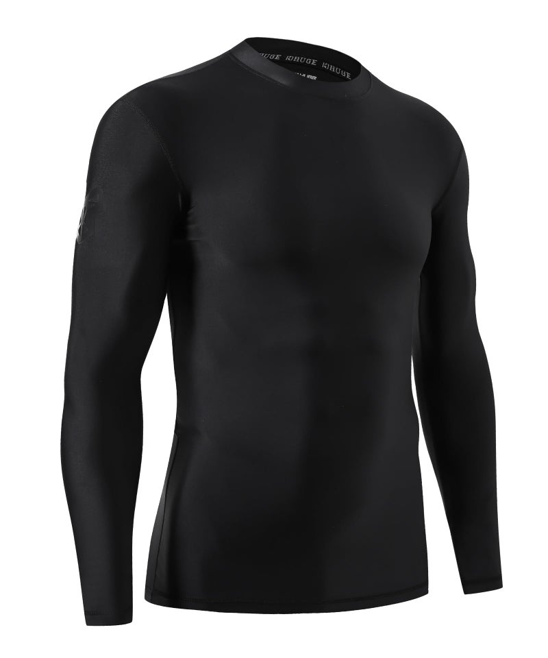ADOREISM Men's Rash Guard Long Sleeves Splice UPF 50+ BJJ Jiu Jitsu Rash Guard Compression Swimming Shirts (Black, XL) - Image 3