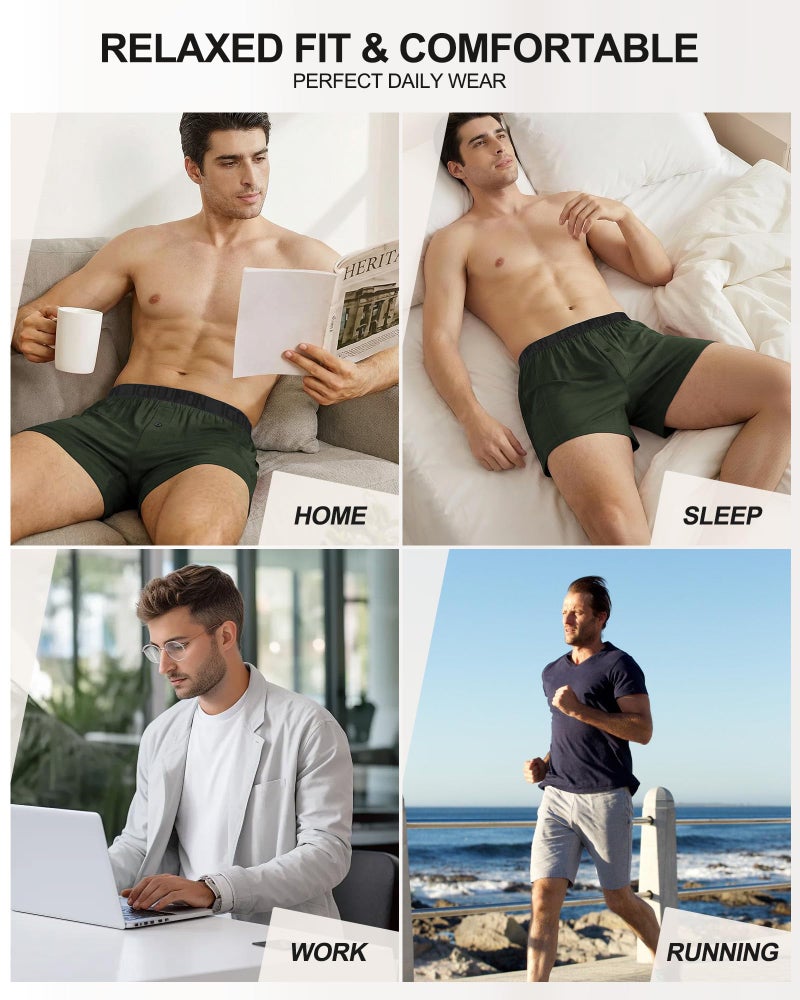IGOLUMON Mens Boxer Shorts Underwear Soft Breathable Bamboo Rayon Boxers for Men Relaxed Fit Boxers with Button Fly 5 Pack - Image 2
