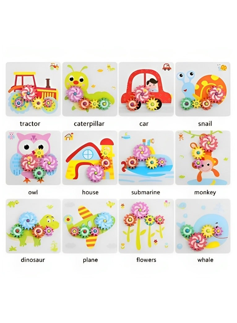 Wooden Gear Jigsaw Puzzle for Toddlers, Educational Peg Board Toy with Rotating Gears, Bright Colors and Cute Shapes, Montessori Inspired Learning Toy for Motor and Sensory Skills Develop, Ideal Gift  - Image 5