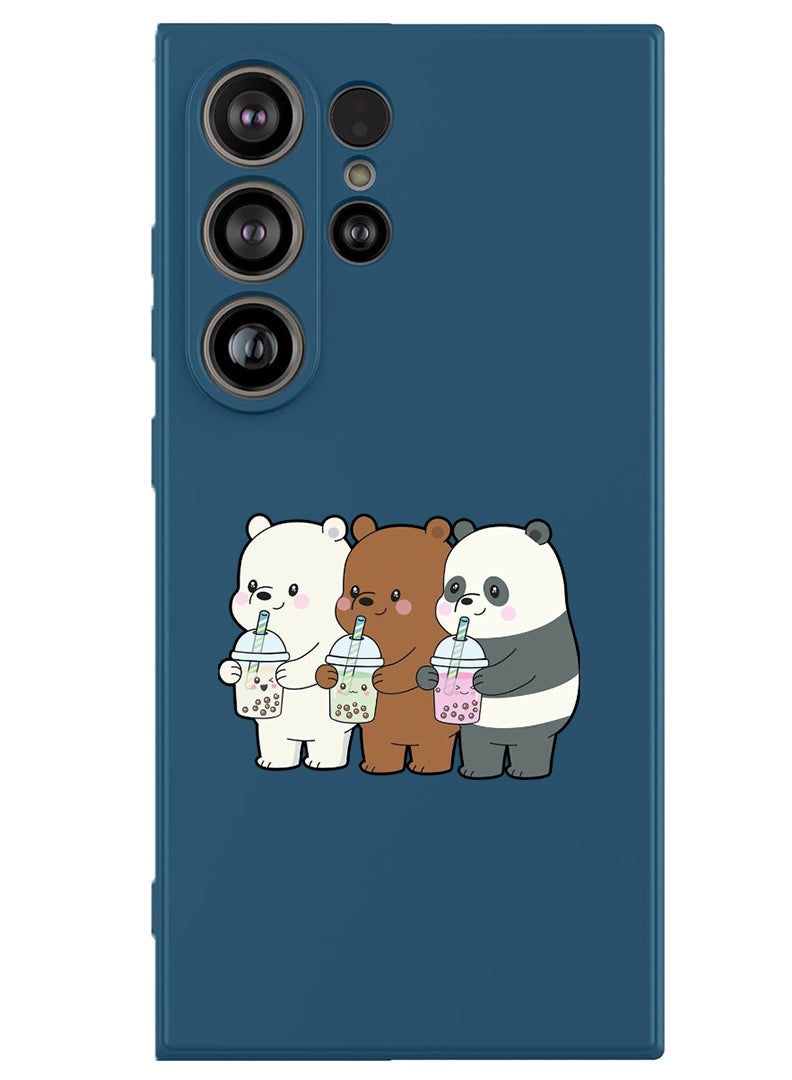 Theodor Protective Slim Fit Case Liquid Silicone Cover with Full Body Protection Anti-Scratch Shockproof Case For Samsung Galaxy S25 Ultra (Blue) - 3 Panda Drinking - Image 1