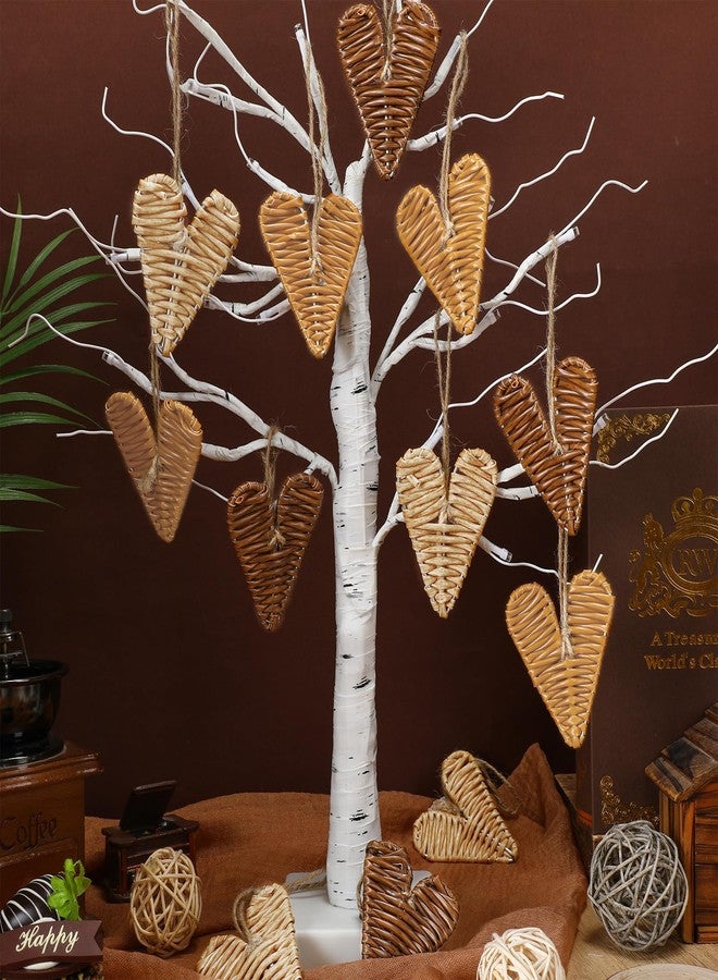 Vercraft 12 Pcs Valentine's Day Ornaments Rattan Hearts Tree Ornaments 2.36 Inch Wicker Heart Vase Bowl Fillers Valentines Day Decorations for Home Tree Table Craft - Image 2