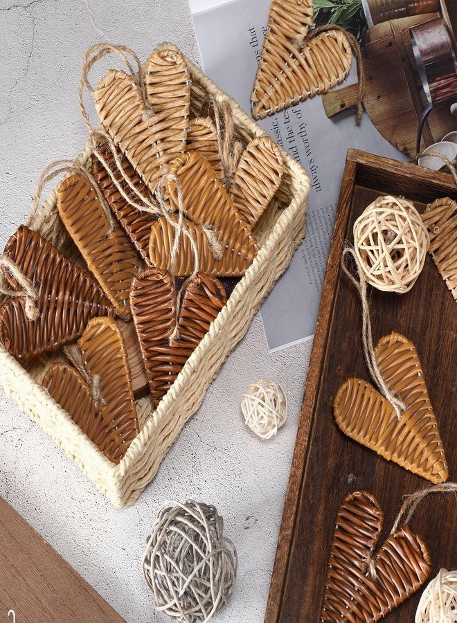 Vercraft 12 Pcs Valentine's Day Ornaments Rattan Hearts Tree Ornaments 2.36 Inch Wicker Heart Vase Bowl Fillers Valentines Day Decorations for Home Tree Table Craft - Image 5