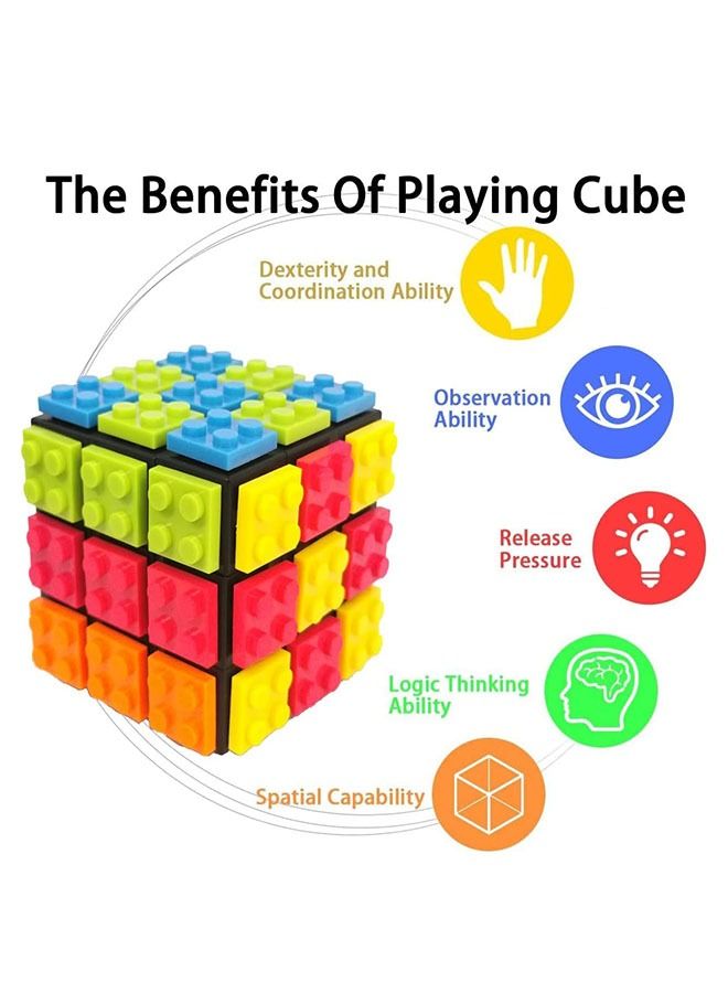 انت سرعة ماجيك كيوب 3x3 ، لغز الدماغ دعابة ماجيك كيوب مع قاعدة مكعب الطوب ، دعابة اللغز والطوب اللعب للأطفال الكبار الأولاد البنات هدية متوافقة مع ليغو - Image 2