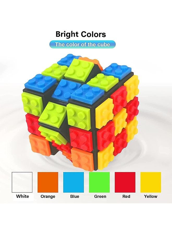 انت سرعة ماجيك كيوب 3x3 ، لغز الدماغ دعابة ماجيك كيوب مع قاعدة مكعب الطوب ، دعابة اللغز والطوب اللعب للأطفال الكبار الأولاد البنات هدية متوافقة مع ليغو - Image 5