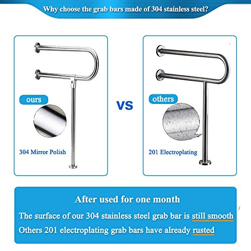 Zelen Handicap Rails Grab Bars Bathroom Toilet Safety Rails Support for Elderly Seniors Handicap Toilet Rails Support Assist Stainless Steel Grab Bars for Bathroom Shower Safety Bars Handrails - Image 5