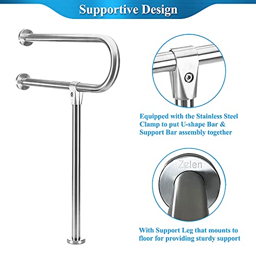 Zelen Handicap Rails Grab Bars Bathroom Toilet Safety Rails Support for Elderly Seniors Handicap Toilet Rails Support Assist Stainless Steel Grab Bars for Bathroom Shower Safety Bars Handrails - Image 4