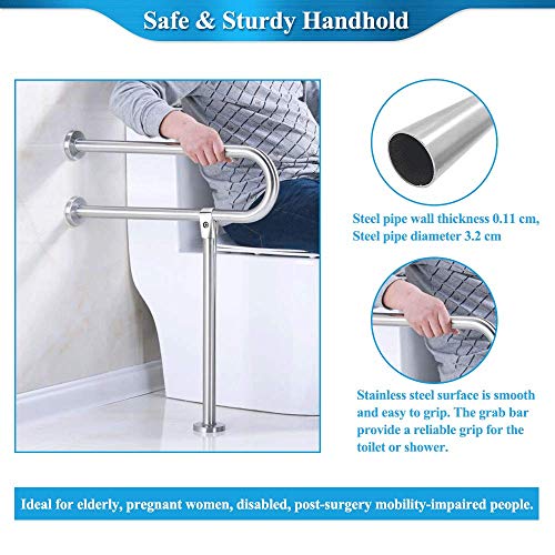 Zelen Handicap Rails Grab Bars Bathroom Toilet Safety Rails Support for Elderly Seniors Handicap Toilet Rails Support Assist Stainless Steel Grab Bars for Bathroom Shower Safety Bars Handrails - Image 3