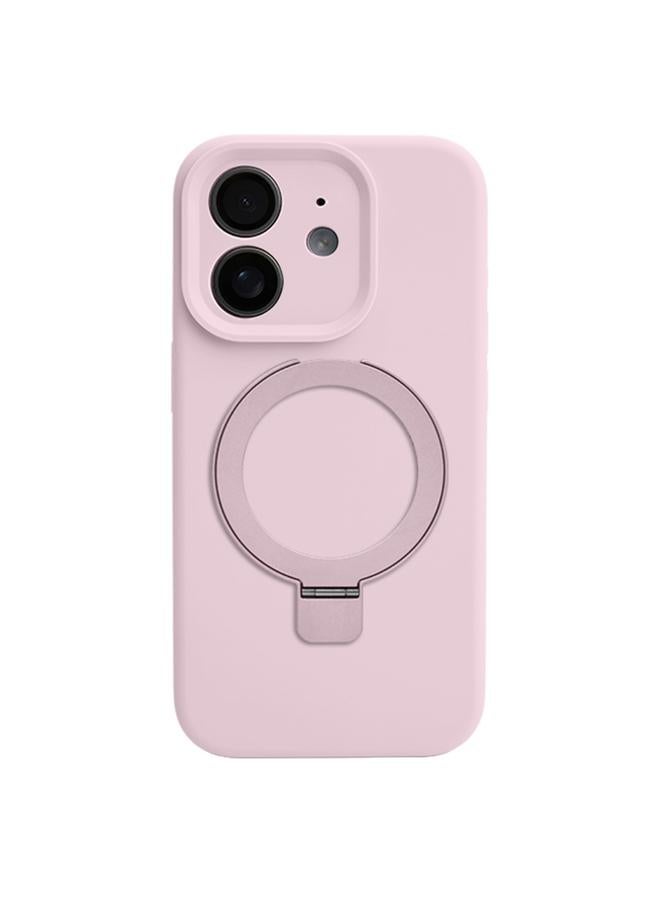 S-TOP Case For iPhone 12 Precision Hole Liquid Silicone MagSafe Metal Ring Holder Phone Case - Image 1