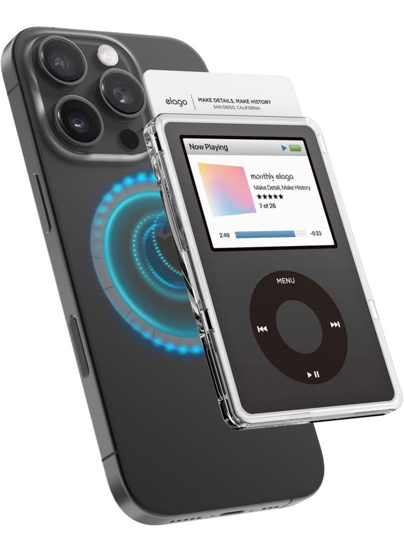 Elago Clear Magnetic 2 Card Slot Holder Compatible with MagSafe compatible cases and iPhone 16/15/14/13/12 Series Wallet - Black - Image 1